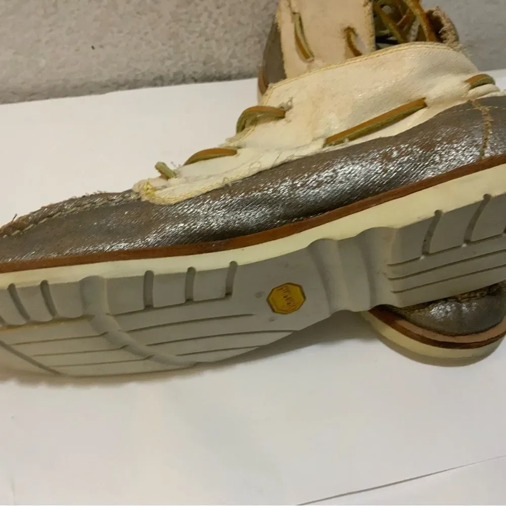 Vintage VAEL Deckard Mid Canvas Shoe Mens Size 8 Silver Vibram Boat Yacht